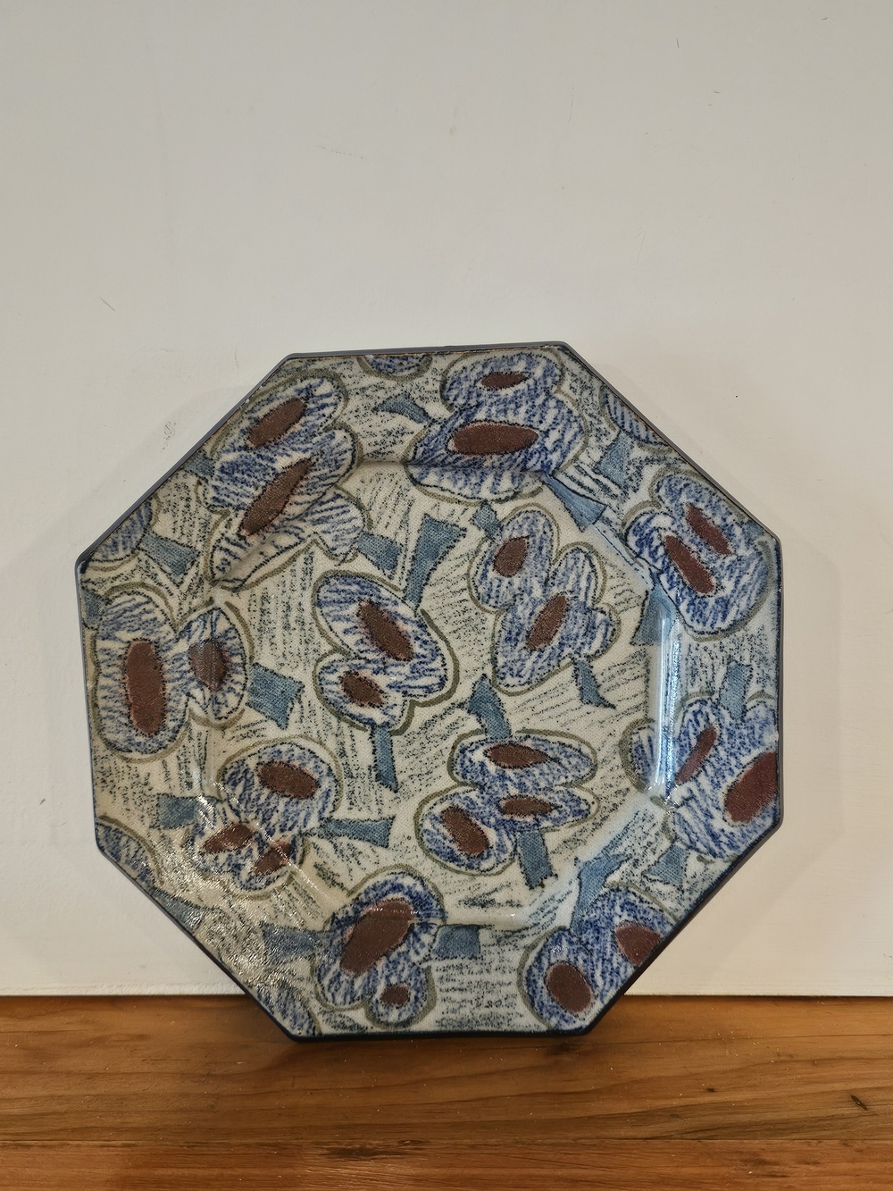 Morihito Domae Hand-Painted Octagonal Ceramic Plate - Hakodate Studio Pottery 8"